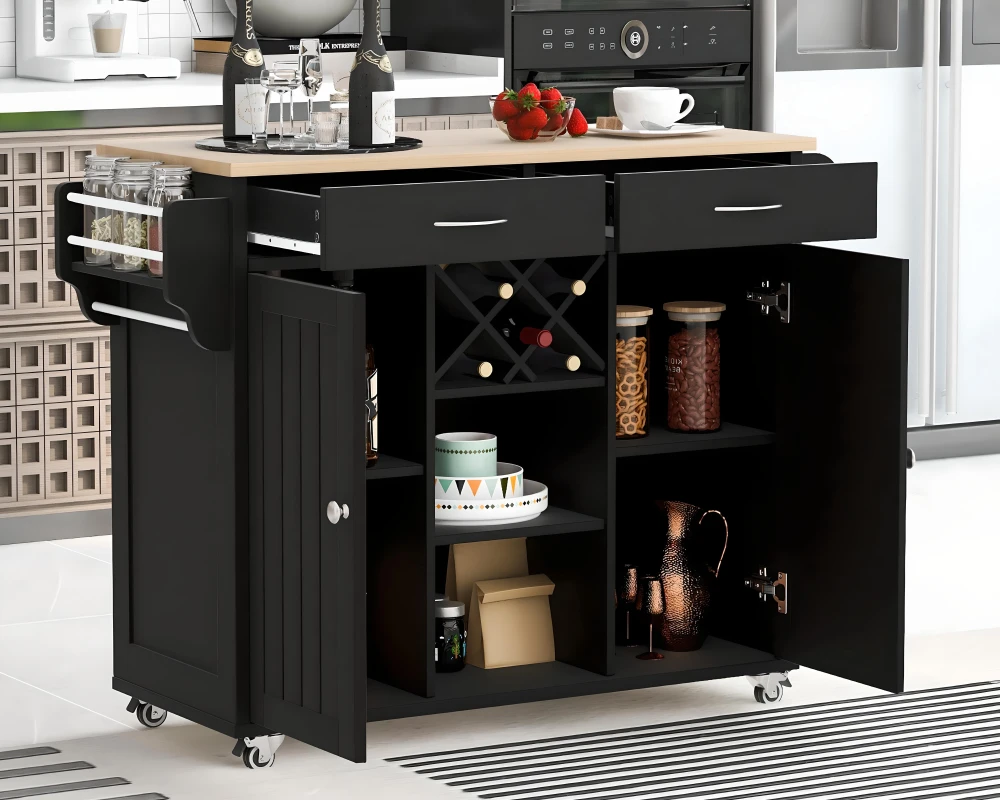 kitchen island cart with shelves