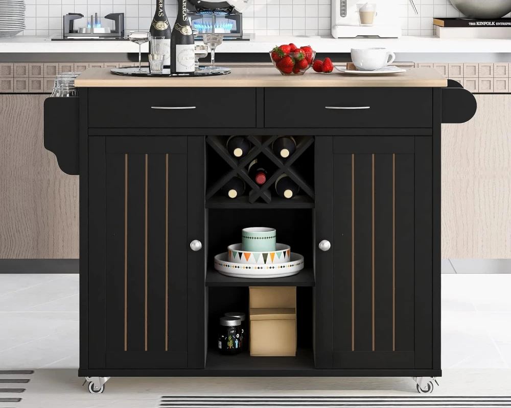 kitchen island with shelves