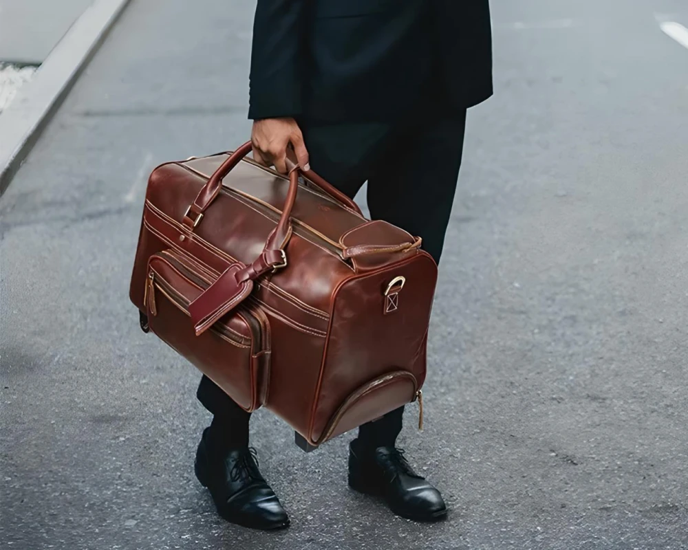 leather wheeled luggage