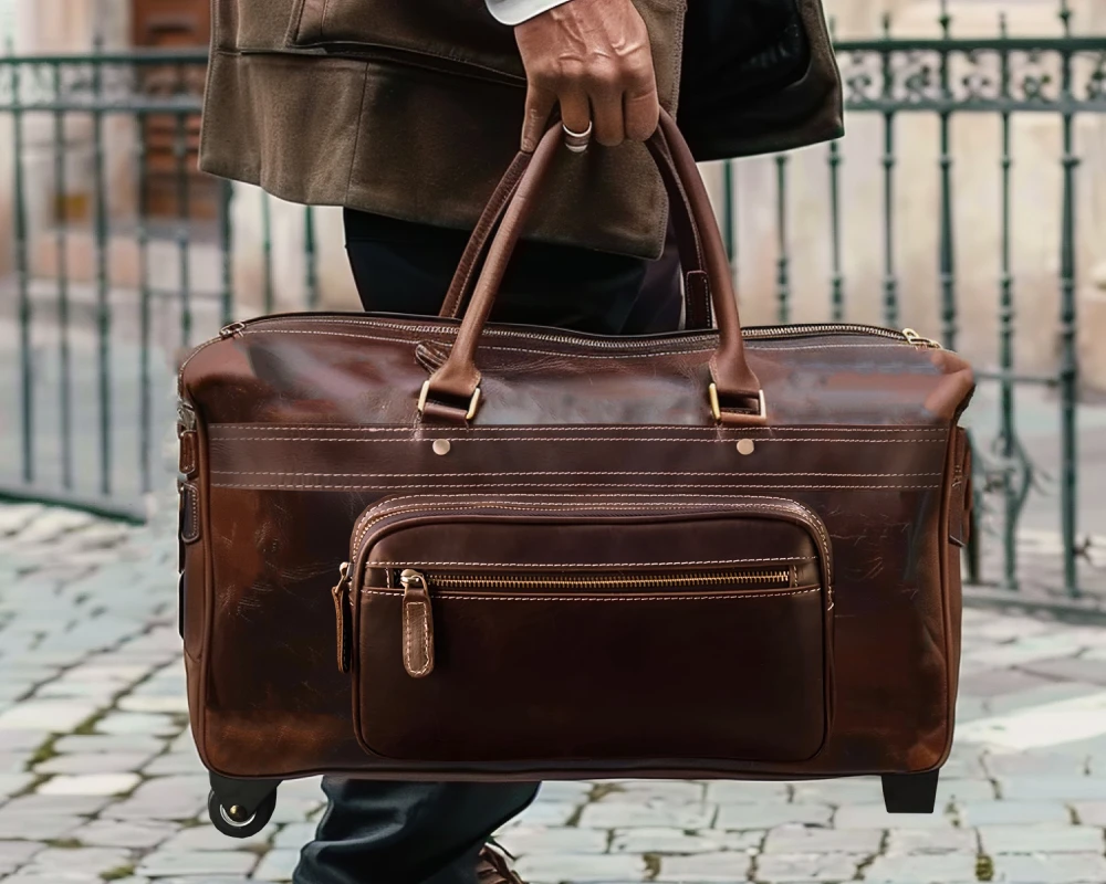 faux leather carry on bag